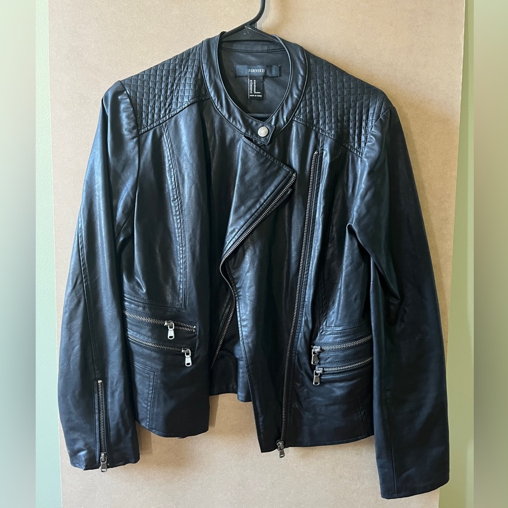 FAUX LEATHER MOTO JACKET